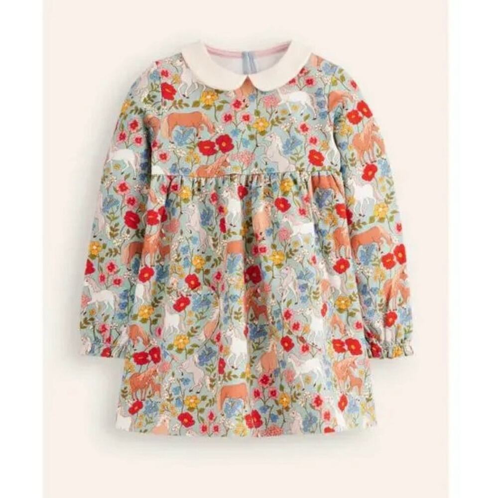 Boden Girl's Collared Tunic Blouse Long Sleeve Floral Multicolor 10-11Y NWT